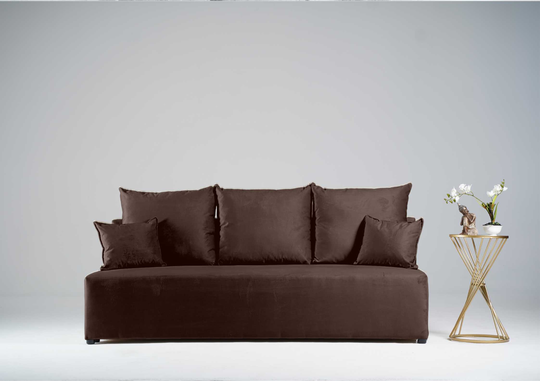 Mała brązowa sofa rozkładana